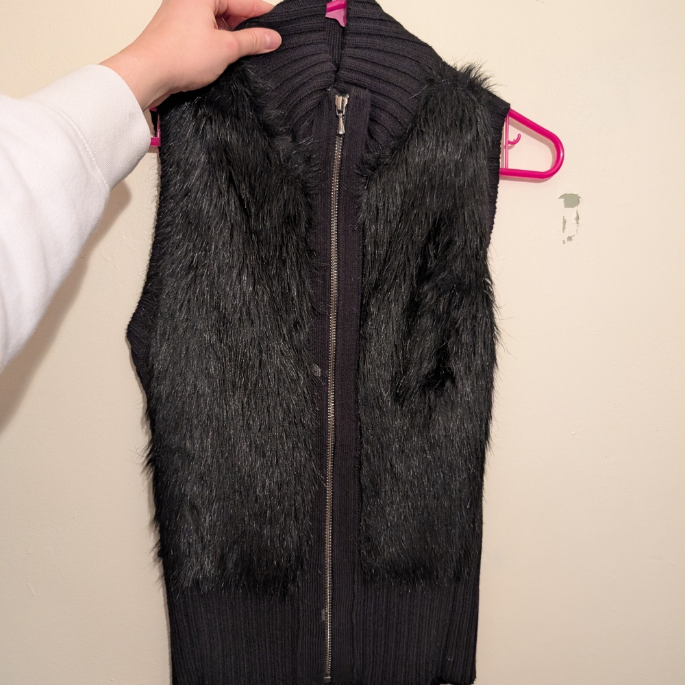 Black Faux Fur Vest